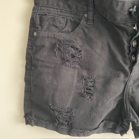 Women FOUR ONE Black Denim Shorts Button Fly Size 42 EU (Med) - Picture 4 of 10
